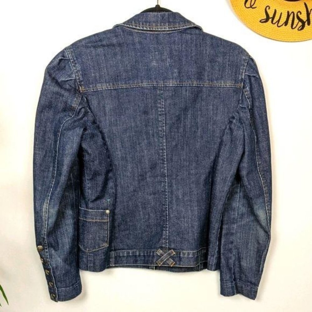 Faconnable Puffed Sleeve Denim Jacket Dark Wash S - Picture 5 of 9